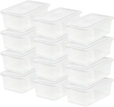 Iris Usa 6.7 Qt. Plastic Storage Container Bin With Latching, Clear, 12 Pack - £33.56 GBP