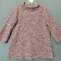 Loft Women Sweater Size S Pink Preppy Woven Knit Classic 3/4 Sleeve Mock Turtle - £9.95 GBP