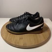 Nike Tiempox Indoor Soccer Shoes Size 4.5Y Youth Black Gold White 819196... - $20.26 CAD