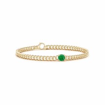 ANGARA Solitaire Round Emerald Bracelet for Women, Girl in 14K Solid Gold - £2,741.31 GBP