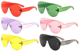 Aspen Rimless Oversized Shield Mono Lens Futuristic Sunglasses Goggles One Piece - £5.49 GBP