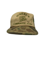 O’Neal’s Carpenter Shop Logo Trucker Hat Cap Snapback Green Camoflauge Vintage - £15.45 GBP