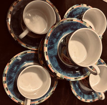 PTS International Interiors Mosaic Look .Coffee Cups (6) Saucers (6) Sto... - £29.88 GBP