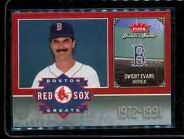 2006 Fleer Greats Of The Game Baseball Card BOS-DE Dwight Evans Red Sox 1972-91 - £8.68 GBP