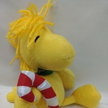 Hallmark Peanuts Woodstock Christmas Plush 8&quot; inches Candy Cane Collar Yellow  - £11.45 GBP