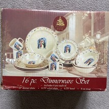 Snowman 16 Pc Christmas Dinnerware Enchanted Forest 2003 Plates Bowls Mugs - £35.09 GBP