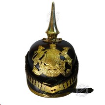 Now German Officer Prussian Pickelhaube Helmet Long Spiked Ww1 Ww2 Imperial Hat - £82.92 GBP