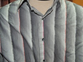 Men&#39;s LARGE Jhane Barnes Frequency Long Sleeve Shirt 100% Cotton white black - £12.18 GBP