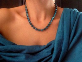 Indicolite Crystal Necklace W/ Swarovski Elements / Tennis Choker / Blue Jewelry - £61.01 GBP