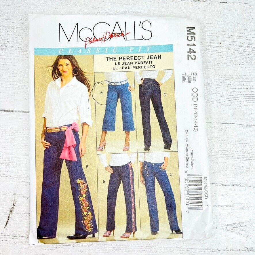 McCalls Classic Fit Jeans Sewing Pattern Capri Front Pocket Front Fly M5142 - $14.99