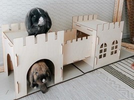 Premium Eco-Friendly Rabbit Castle: Assembled Detachable Wooden House for Rabbit - £88.30 GBP