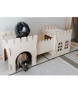Premium Eco-Friendly Rabbit Castle: Assembled Detachable Wooden House fo... - £88.29 GBP