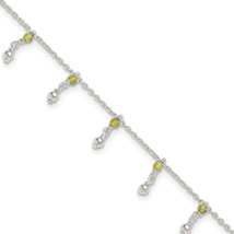 Silver Peridot Beads Anklet QG1398 - $1,507.26 MXN