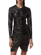 Veronica Beard bernadette faux leather long sleeve ruched mini dress size 6 - $5,854.39 MXN