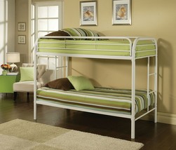 White Twin Contemporary Metal Bunk Bed - $14,218.10 MXN