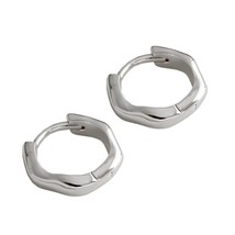 S&#39;STEEL Korean 925 Silver Hoop Earrings Irregular Gold Earings Pendientes Plata  - £18.13 GBP