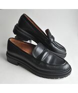 Madewell The Bradley Lugsole Black Leather Loafer Black 9 Chunky Preppy ... - €41,41 EUR