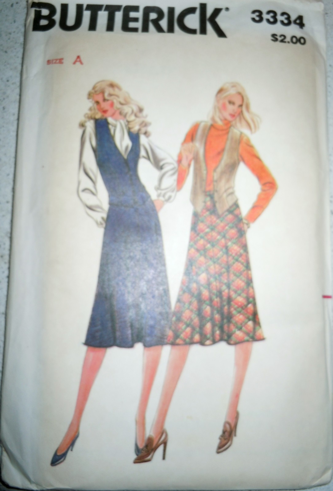 Vintage 1970s Butterick Misses Vest &amp; Skirt Size 8A Uncut #3334 - $5.99