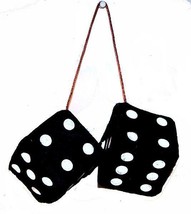 LARGE pair BLACK  FUZZY PLUSH 3 INCH DICE rearview die solf hanging  car... - £5.30 GBP