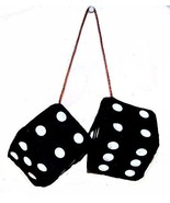 LARGE pair BLACK  FUZZY PLUSH 3 INCH DICE rearview die solf hanging  car... - €5,66 EUR