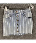 Bilabong Skirt Women&#39;s 26 Mini Striped Button Fly 100% Cotton Denim - €10,27 EUR