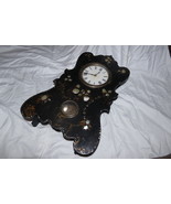 Harlem Inlaid Vintage Mother Of Pearl Cast Iron Face Clock Rare 06/19 - £274.63 GBP