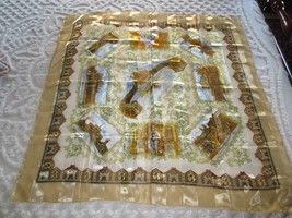 GOLDS &amp; BROWNS ROME DESIGN Ladies SCARF - 37&quot; x 37&quot; - £9.59 GBP