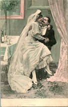 Vtg Cartolina 1907 Romance Sposi Matrimonio Congratulations Greetings - £6.08 GBP