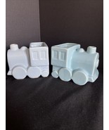 A Pair of VTG Shawnee Pottery S.R.R. Train Planter/Book Ends Blue Engine... - $24.14