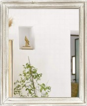Wood Frame Wall Mirror 16X20 Inches | Rustic White Farmhouse Mirror Decor | - £35.56 GBP