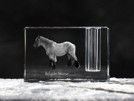 Belgian horse, Belgian draft horse , crystal pen holder with horse, souvenir - £39.95 GBP