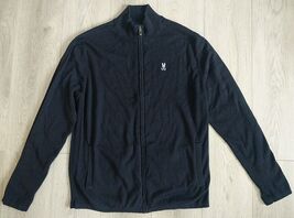 Psycho Bunny Saratoga Full Zip Mock Neck Sweater Mens XL Navy Blue - $35.96