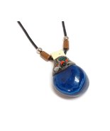 Mia Jewel Shop Large Tumbled Healing Gemstone Crystal Pendant Resin Chrysocolla  - $16.82