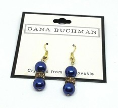 Dana Buchman Blue Beaded Gold Tone Drop Dangle Pierced Earrings NWT NEW - £4.72 GBP