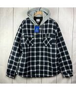 Pegeno XL Plaid Button Quilted Long Sleeve Flannel Jacket Hoodie New Men - $85.14 CAD