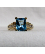 14KT Yellow Gold Blue Topaz Diamond 3.04tcw Band Sz 7 Ladie&#39;s Ring 5.8g ... - $9,424.36 MXN