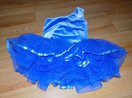 Child Size Medium Curtain Call Blue Velour Skirted Tutu Dance Leotard Co... - $22.00