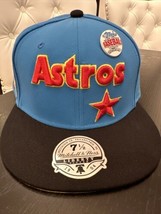 Houston Astros Mitchell &amp; Ness Topps Blue Black Script Hat Cap 7  1/2 New - £77.86 GBP