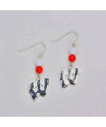 Wisconsin  Badgers Hook Earrings with Red and hite Beads - €8,63 EUR