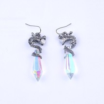 New Crystal Unusual Dragon Women&#39;s Earrings Unique Punk Personality Animal Totem - £8.09 GBP