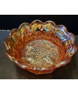 CARNIVAL GLASS IRIDESCENT MARIGOLD BOWL WITH GRAPE PATTERN - $23.03