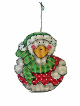 Cross Stitch DECKED OUT XMAS DUCK Christmas Tree Ornament Completed Fini... - $9.00