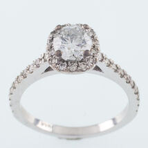 14k White Gold Diamond Solitaire Ring W/ Accents TDW 1.10 ct Size 3.75 W... - $3,015.25