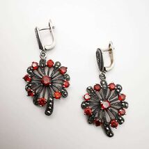 Exclusive Vintage 925 Sterling Silver Earrings for Women,Ruby,Jewellery - $170.00
