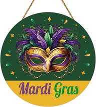 Mardi Gras Wooden Wreath Mask Door Wall Hanger Sign Plaque Indoor Outdoo... - $4.50