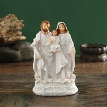 Religious Family Statue Tabletop Statuary Statue Family Figurine Fireplace Sculp - £10.60 GBP