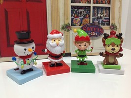 Christmas Dancing Solar Toys Santa Elf Snowman Reindeer 4 PCS Tabletop Dashboard - £13.45 GBP