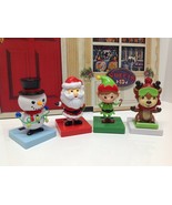 Christmas Dancing Solar Toys Santa Elf Snowman Reindeer 4 PCS Tabletop D... - £13.53 GBP
