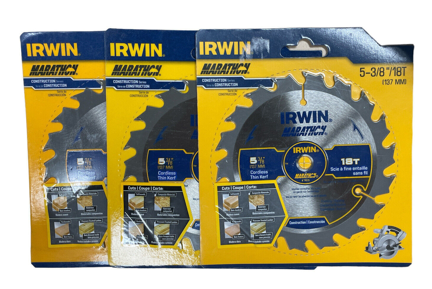 Irwin Marathon 5-3/8" 18 T Circular Blade 14015 Pack of 3 - $31.67