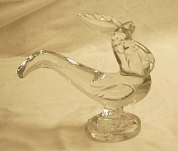 New Martinsville Rooster #668 Clear Crystal Art Glass Animal Figurine 1901~1944 - £54.48 GBP
